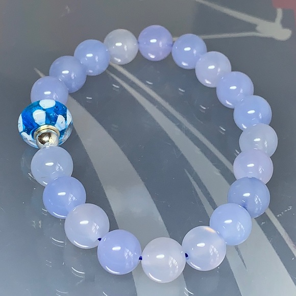 CHALCEDONY STONES NATURAL BRACELET Size 6” - Picture 2 of 6